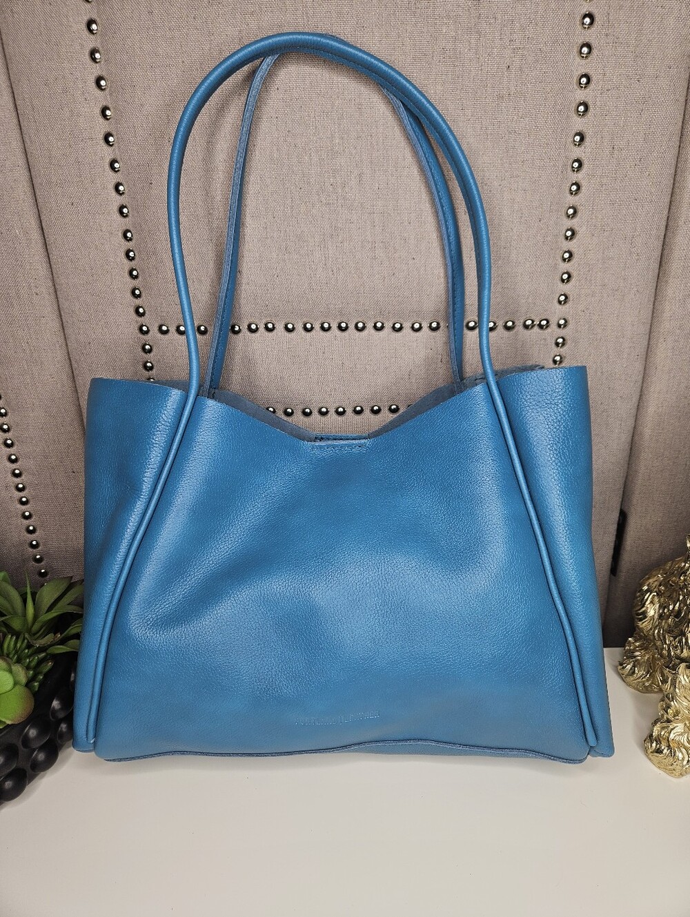 Portland Leather Goods Large Verona Pebbled Blue Sky
